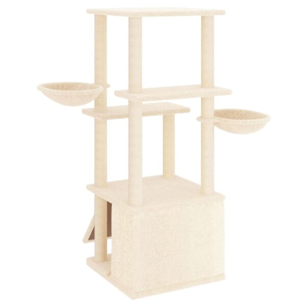 vidaXL Cat Tree with Sisal Scratching Posts Cream 133 cm - Image 5