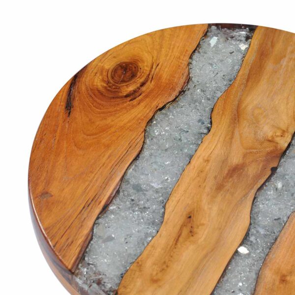 vidaXL Coffee Table 40x45 cm Solid Teak Wood and Polyresin - Image 12