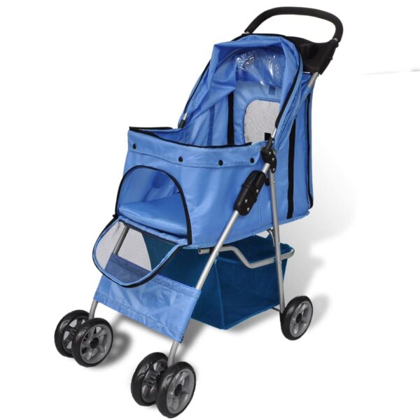vidaXL Pet Stroller Travel Carrier Blue Folding - Image 2