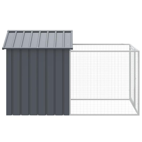vidaXL Dog House with Run Anthracite 117x201x123 cm Galvanised Steel - Image 4