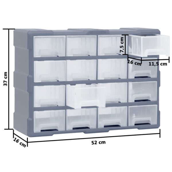 vidaXL Multi-drawer Organiser with 16 Middle Drawers 52x16x37 cm - Image 9