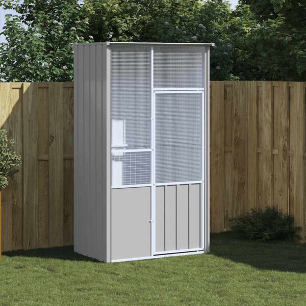 vidaXL Bird Cage Grey 115x78x200 cm Galvanised Steel - Image 1