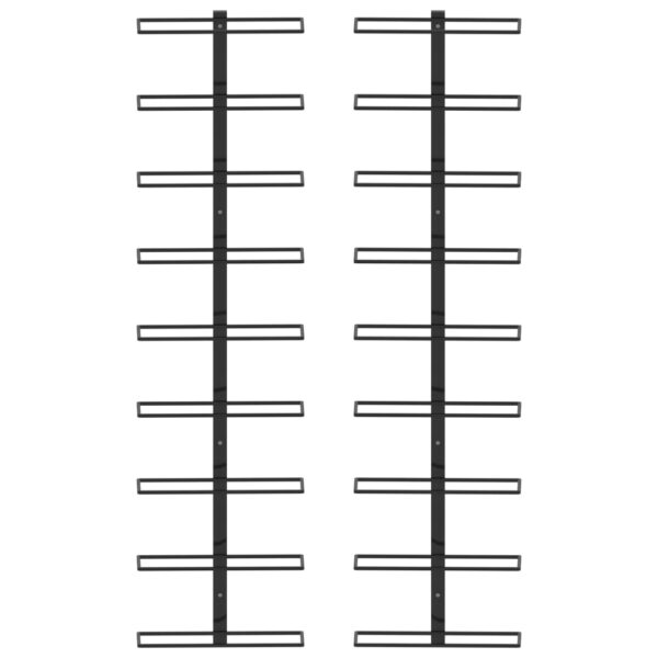 vidaXL Wall-mounted Wine Racks for 18 Bottles 2 pcs Black Iron - Image 2