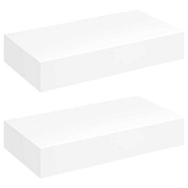 vidaXL Floating Wall Shelves with Drawers 2 pcs White 48 cm - Image 2