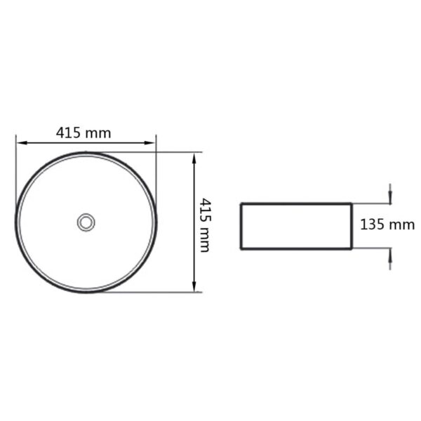 vidaXL Basin Round Ceramic White 41.5x13.5 cm - Image 5