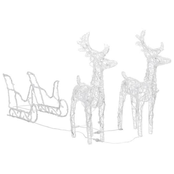vidaXL Reindeers & Sleigh Christmas Decoration 160 LEDs 130 cm Acrylic - Image 2