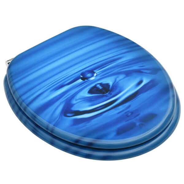 vidaXL WC Toilet Seat with Lid MDF Blue Water Drop Design - Image 3