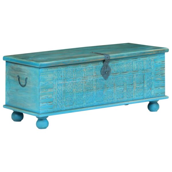 vidaXL Storage Chest Solid Mango Wood Blue 100x40x41 cm - Image 6