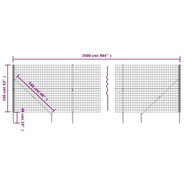vidaXL Wire Mesh Fence with Spike Anchors Green 1.6x25 m - Image 5