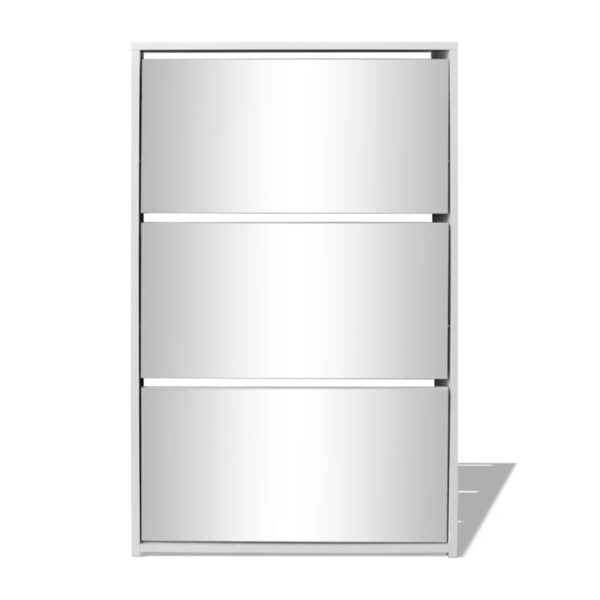 vidaXL Shoe Cabinet 3-Layer Mirror White 63x17x102.5 cm - Image 4