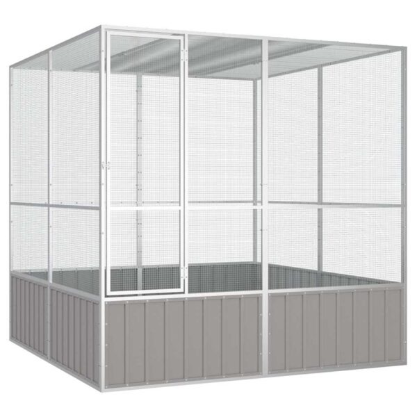 vidaXL Bird Cage Grey 213.5x217.5x211.5 cm Galvanised Steel - Image 1