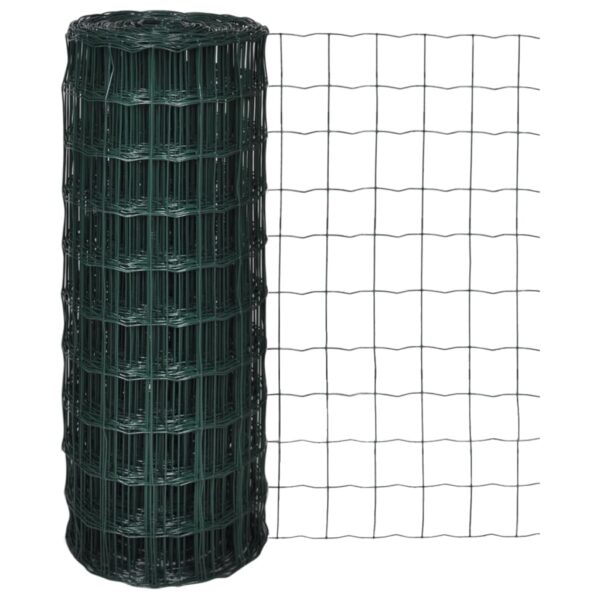 vidaXL Euro Fence Steel 25x1.0 m Green - Image 1
