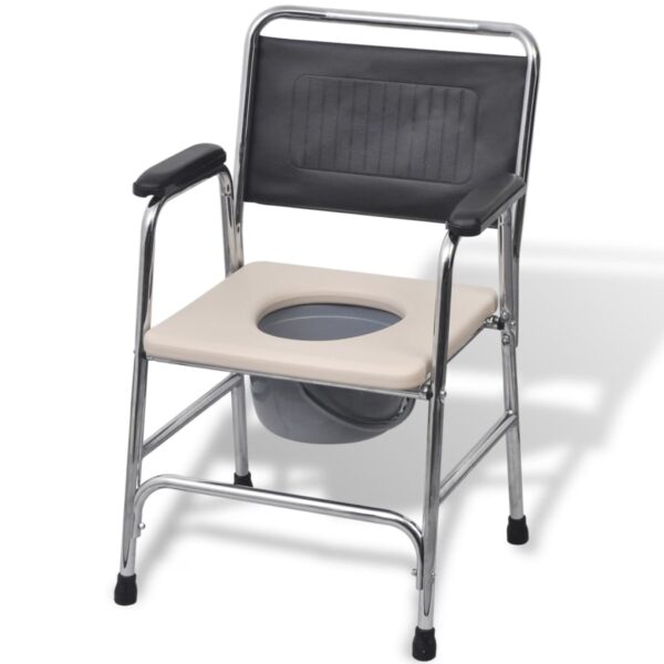 vidaXL Commode Chair Steel Black - Image 5