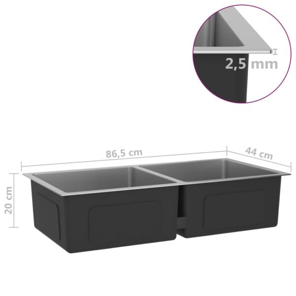 vidaXL Handmade Kitchen Sink Stainless Steel - Image 7