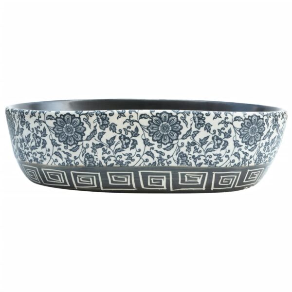 vidaXL Countertop Basin Black and Blue Oval 47x33x13 cm Ceramic - Image 3