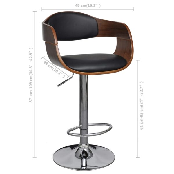 vidaXL Bar Stools 2 pcs Black Bent Wood and Faux Leather - Image 7