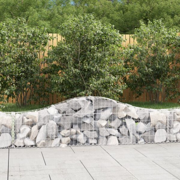 vidaXL Arched Gabion Basket 200x30x40/60 cm Galvanised Iron - Image 1