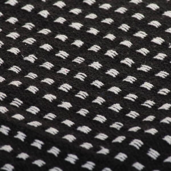 vidaXL Throw Cotton Squares 220x250 cm Black - Image 6
