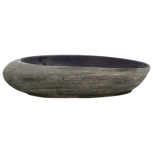 vidaXL Countertop Basin Purple and Grey Oval 59x40x14 cm Ceramic - Image 3