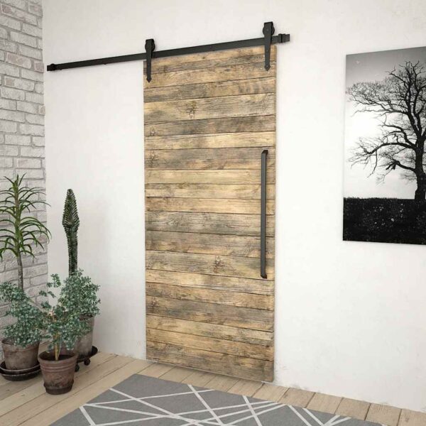 vidaXL Sliding Door SKIEN Hardware Kit 200 cm Steel Black - Image 3
