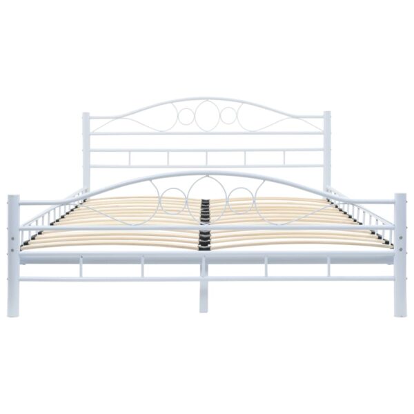 vidaXL Bed Frame without Mattress White Metal 137x187 cm Double - Image 3