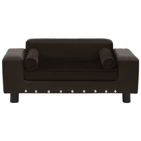 vidaXL Dog Sofa Brown 81x43x31 cm Plush and Faux Leather - Image 2