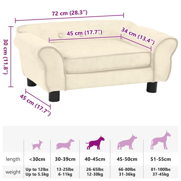 vidaXL Dog Sofa Cream 72x45x30 cm Plush - Image 9