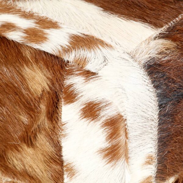 vidaXL Bench 110 cm Brown Patchwork Genuine Goat Leather - Image 3