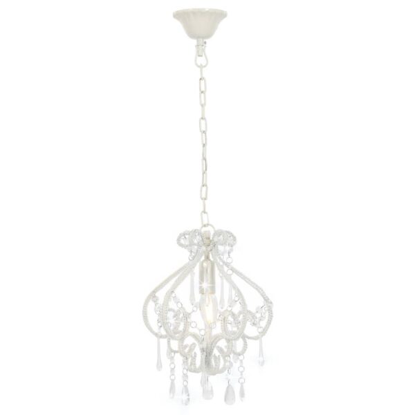 vidaXL Ceiling Lamp with Beads White Round E14 - Image 2