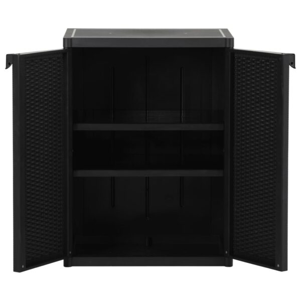 vidaXL Garden Storage Cabinet Black 65x45x88 cm PP Rattan - Image 5