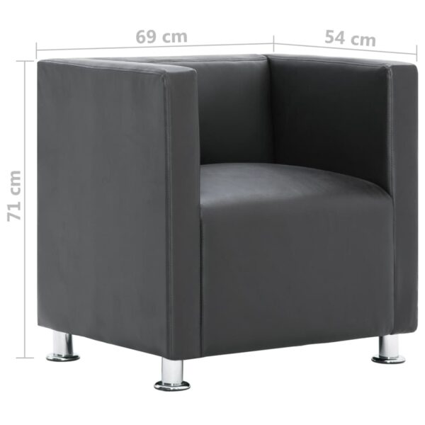 vidaXL Cube Armchair Grey Faux Leather - Image 9