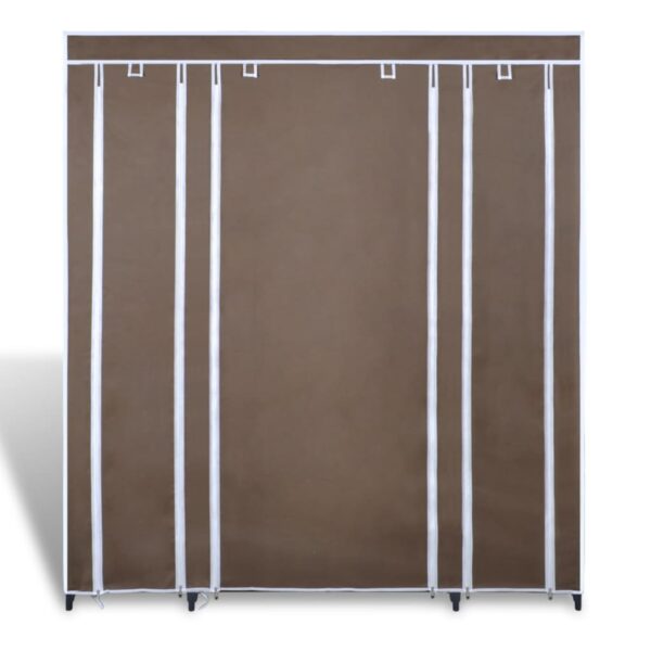 vidaXL Wardrobe with Compartments and Rods 45x150x176 cm Brown Fabric - Image 2