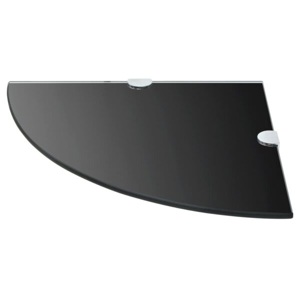 vidaXL Corner Shelf with Chrome Supports Glass Black 25x25 cm - Image 2