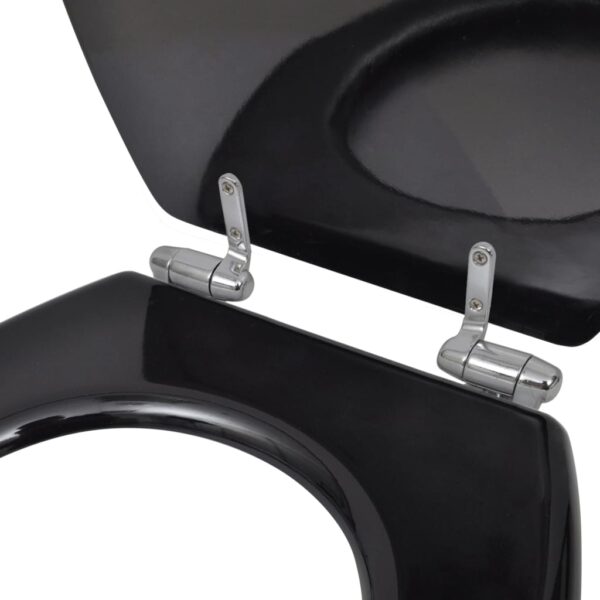 vidaXL Toilet Seats with Soft Close Lids MDF Black - Image 6