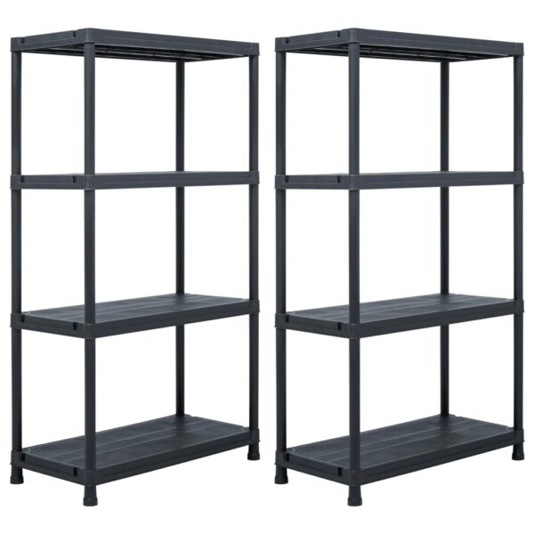 vidaXL Storage Shelf Racks 2 pcs Black 60x30x138 cm Plastic - Image 1