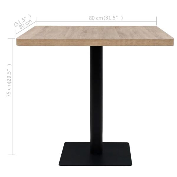 vidaXL Bistro Table MDF and Steel Square 80x80x75 cm Oak Colour - Image 6