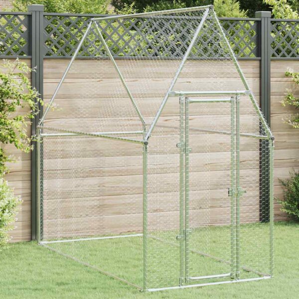 vidaXL Chicken Cage Silver 200x100x190 cm Galvanised Steel - Image 1