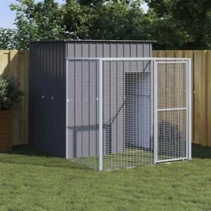 vidaXL Chicken Cage with Run Anthracite 165x251x181 cm Galvanised Steel