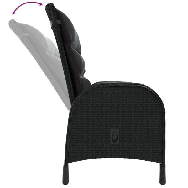 vidaXL 3 Piece Garden Bistro Set Poly Rattan Black - Image 5