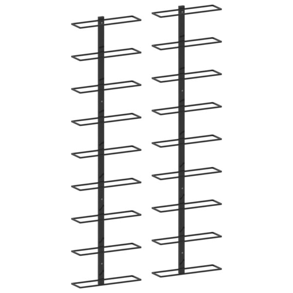 vidaXL Wall-mounted Wine Racks for 18 Bottles 2 pcs Black Iron - Image 1