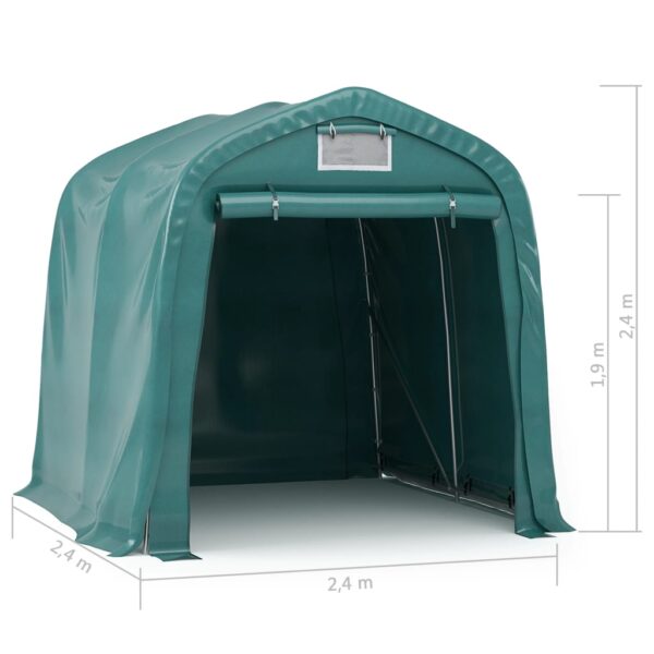 vidaXL Garage Tent PVC 2.4x2.4 m Green - Image 11