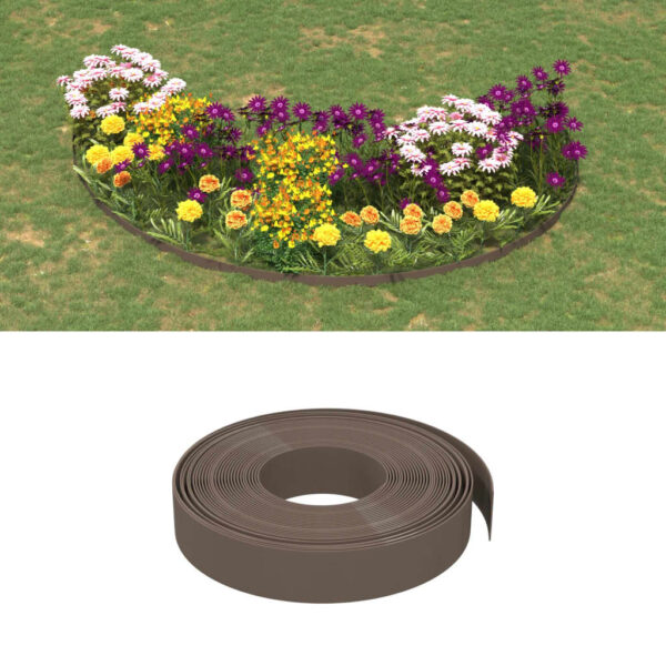 vidaXL Garden Edging Brown 10 m 10 cm Polyethylene - Image 1