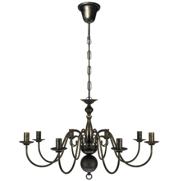 vidaXL Antique Black Metal Chandelier 8 x E14 Bulbs - Image 2