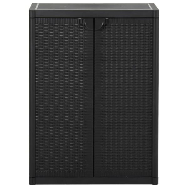 vidaXL Garden Storage Cabinet Black 65x45x88 cm PP Rattan - Image 2