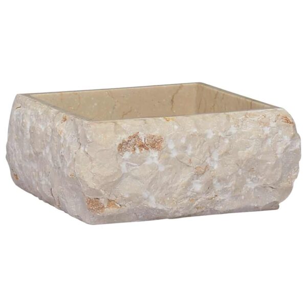 vidaXL Sink Cream 30x30x13 cm Marble - Image 2