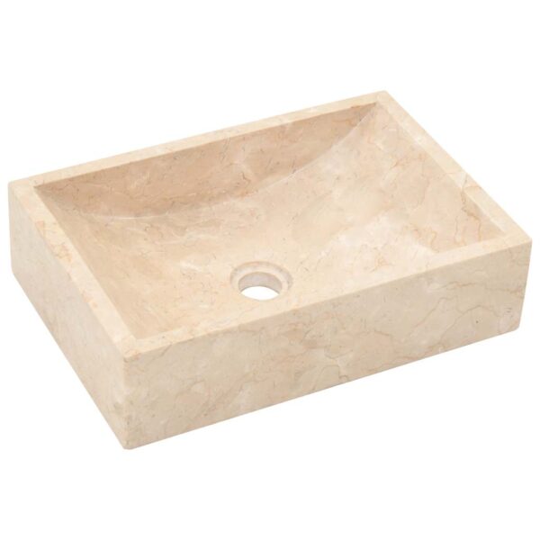 vidaXL Sink 45x30x12 cm Marble High Gloss Cream - Image 4