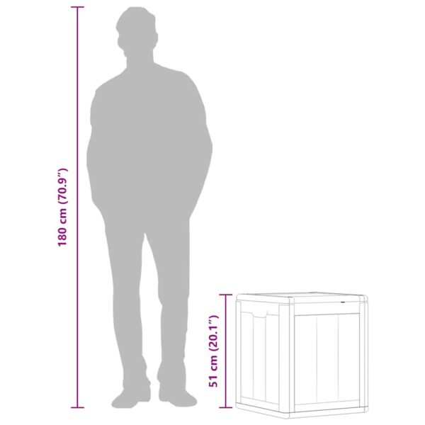 vidaXL Garden Storage Box 90L Grey PP Wood Look - Image 10