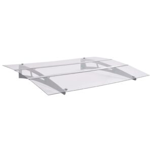 vidaXL Door Canopy Silver and Transparent 120x90 cm Polycarbonate
