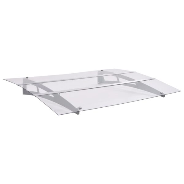vidaXL Door Canopy Silver and Transparent 120x90 cm Polycarbonate - Image 1