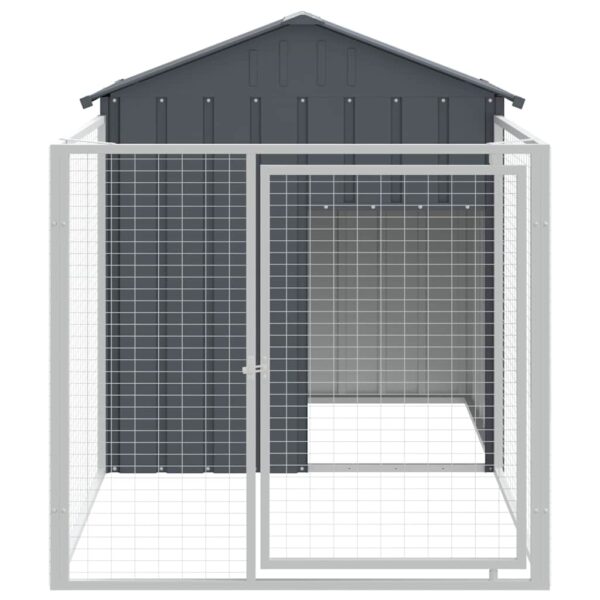 vidaXL Dog House with Run Anthracite 117x201x123 cm Galvanised Steel - Image 3